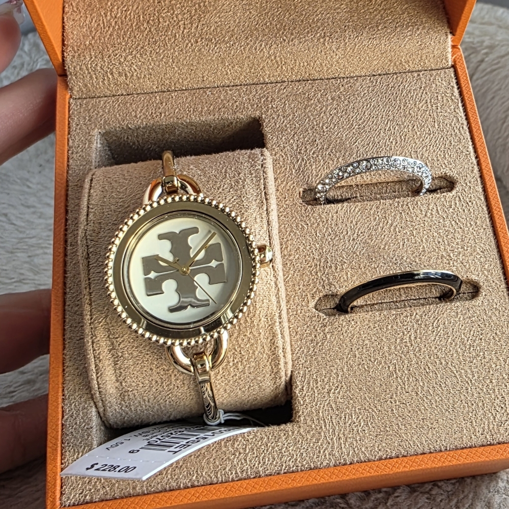 TORY BURCH The Miller Gold Tone Stainless Bangle Bracelet Watch